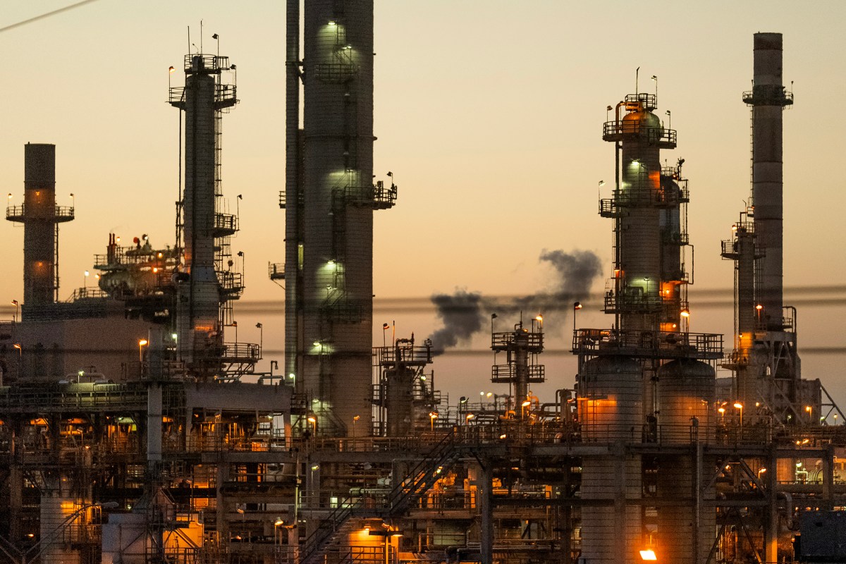 Petroleum facility at dusk